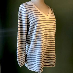 NWT! Ann Taylor Loft Blue Cream Striped Sweater - Size Small